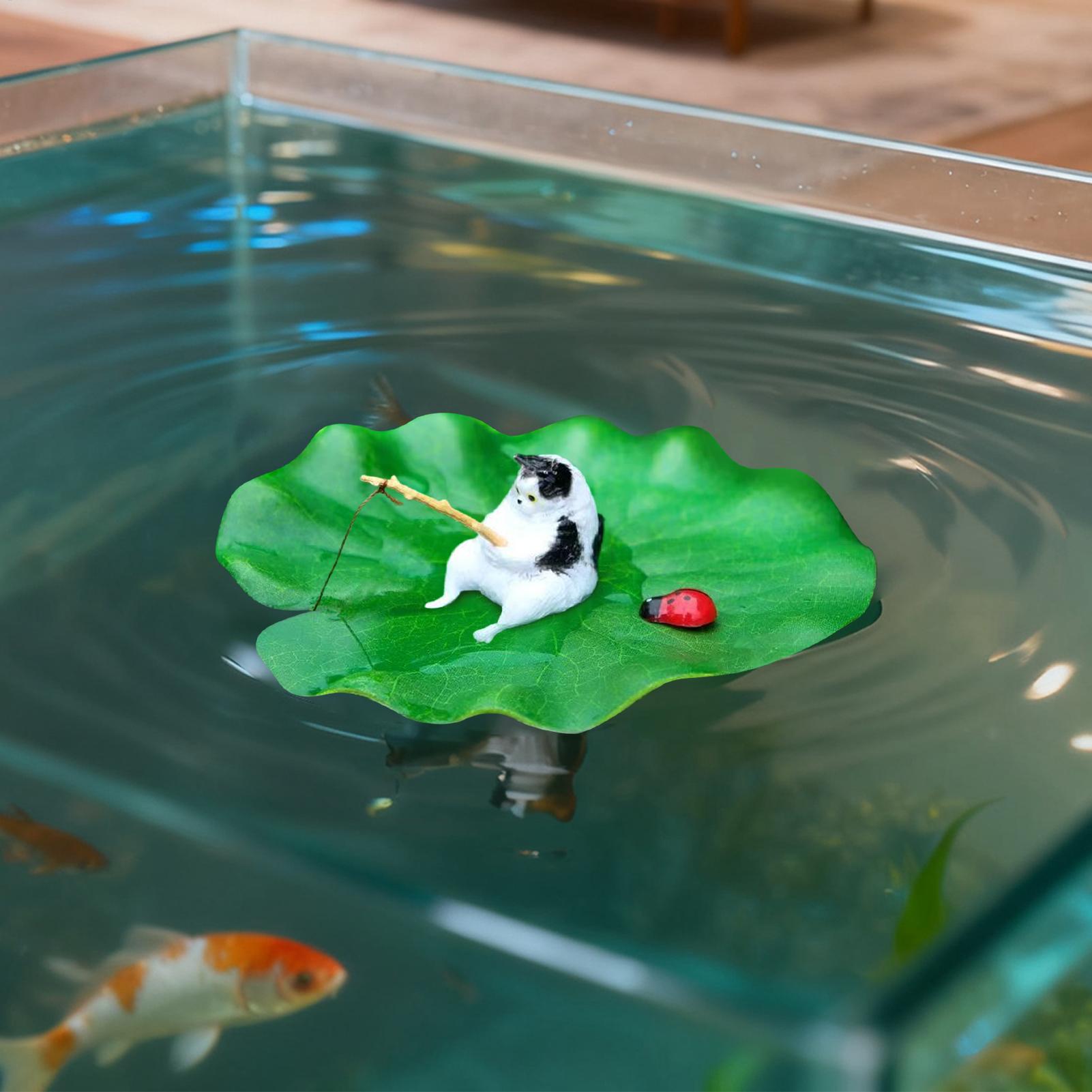 Aquarium Fish For Beginners - Декор для аквариума: плавающая фигурка кота-рыболова,